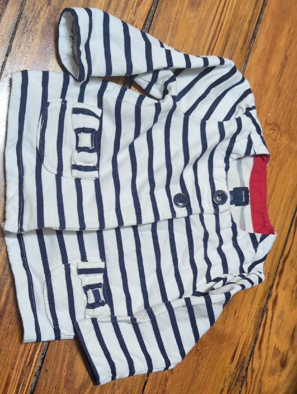 GAP Red and Navy Striped Baby Cardigan